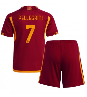 AS Roma Lorenzo Pellegrini #7 Koti Pelipaita Lasten 2023-24 Lyhyet Hihat (+ Lyhyet housut)